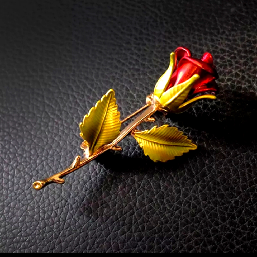 Nwt Enameled Rose Brooch.